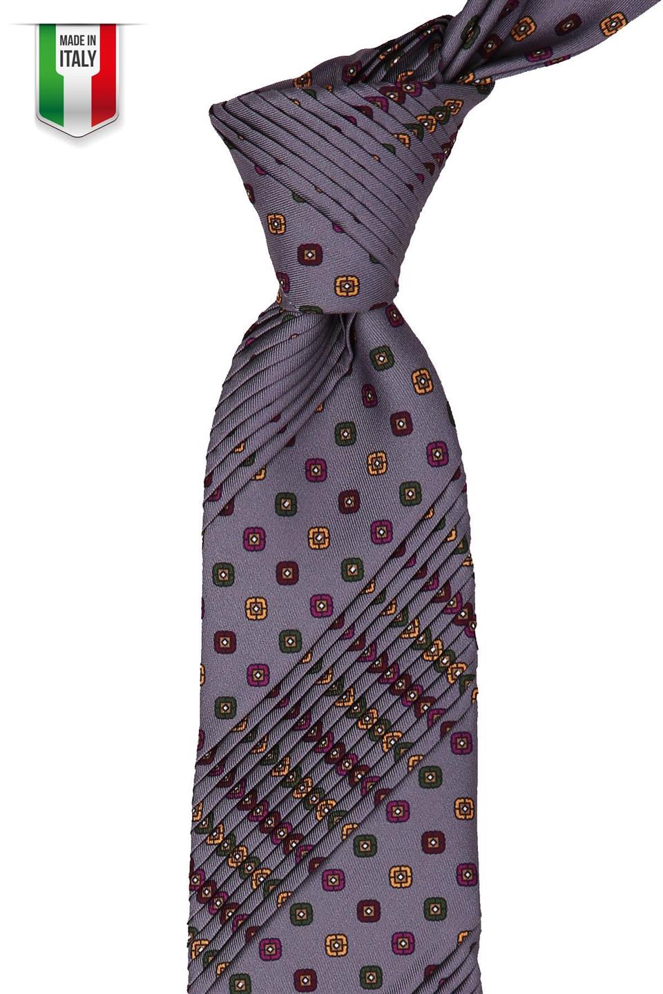 Papin Style Gri Motif Desen İtalyan Piliseli Kravat CRK29