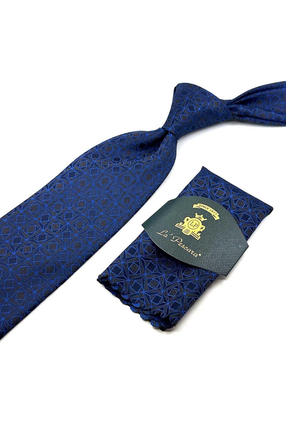 Parlement - Kahve Motif Desen Mendilli Klasik Kravat KK12407