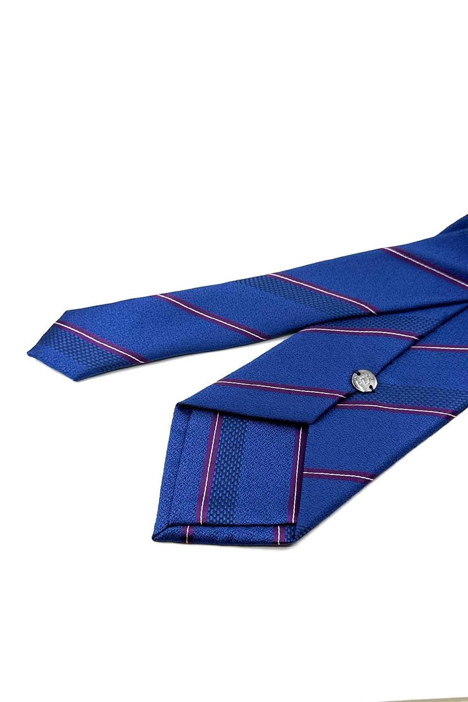 Parlement Mavi Çizgi Desen Mendilli Klasik Kravat KK12722