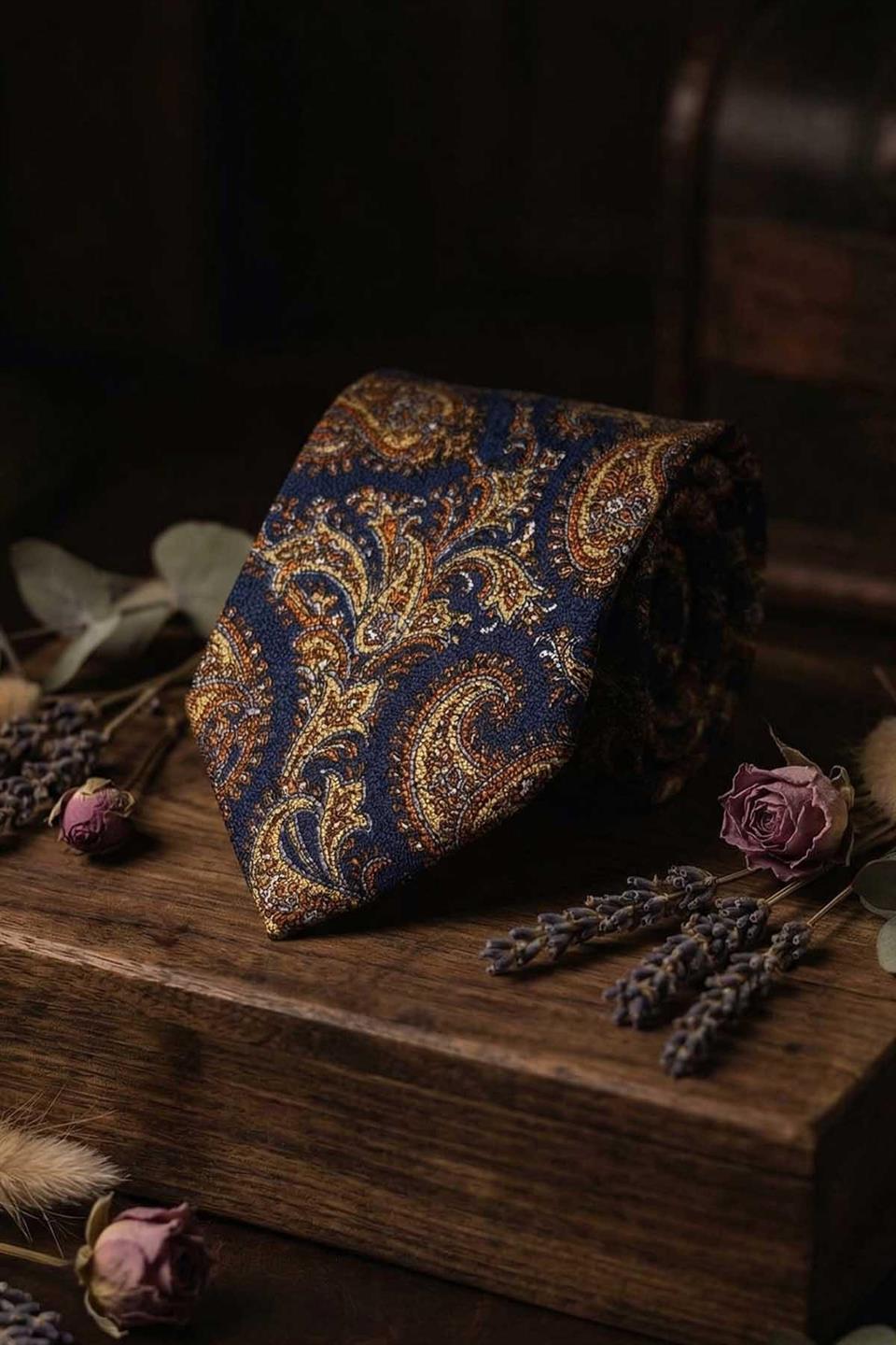 Parrucchieri Style Şal Desen İtalyan Saks İpek Kravat İK2353