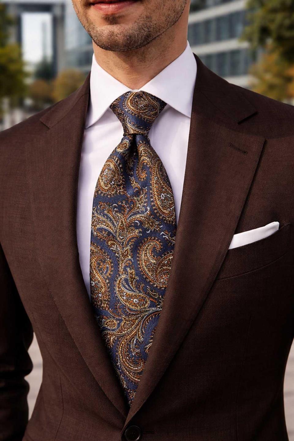 Parrucchieri Style Şal Desen İtalyan Saks İpek Kravat İK2353