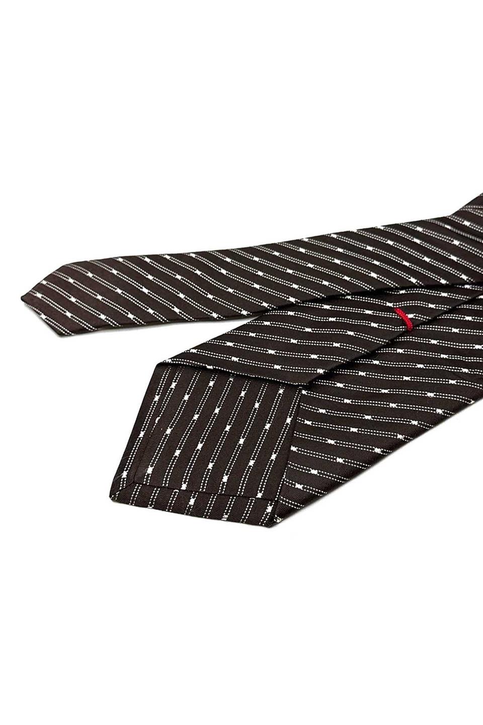 Parto Style Kahverengi Çizgi Desen İtalyan İpek Kravat İK1785