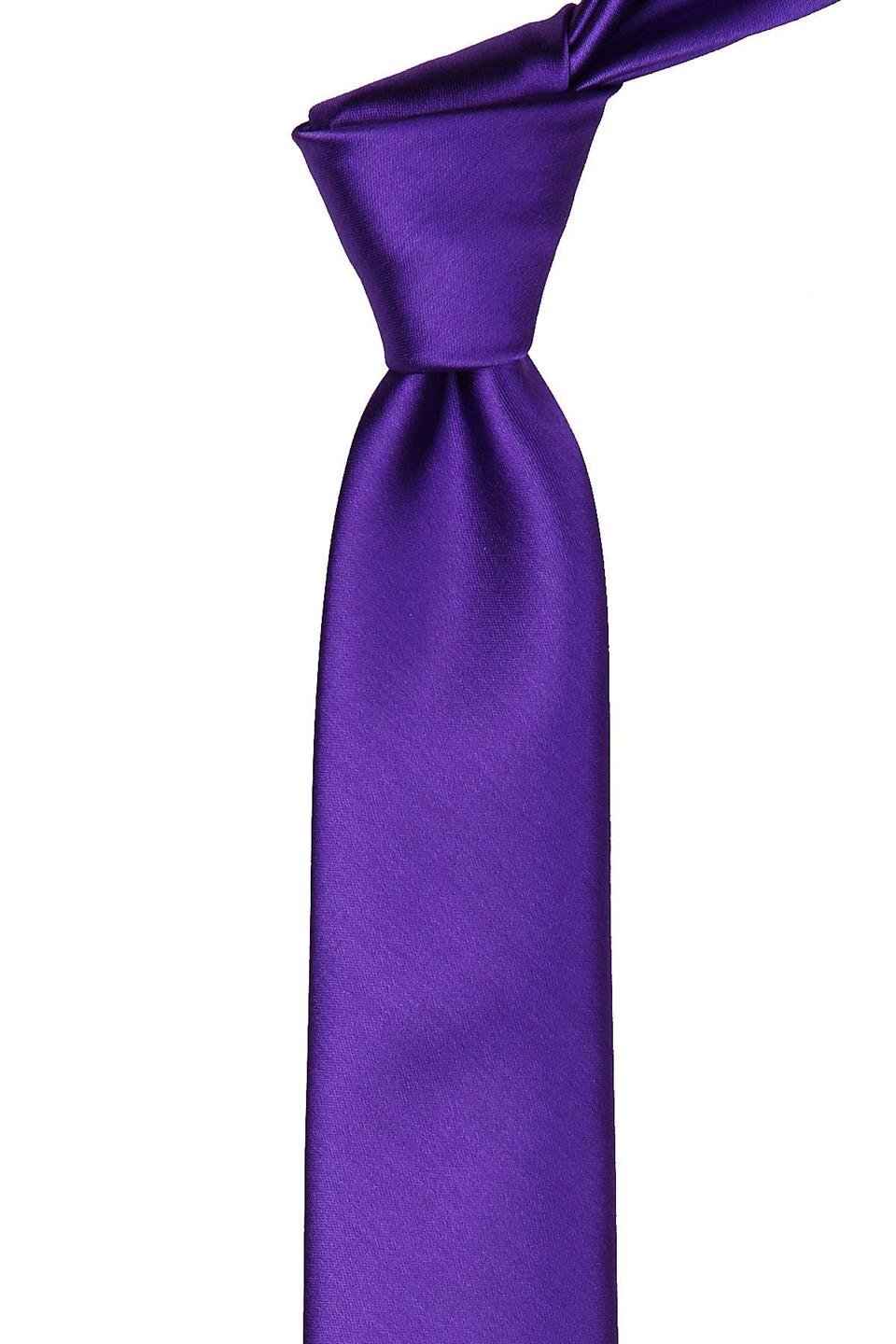 Patlıcan Moru Saten Slim Kravat ST4004