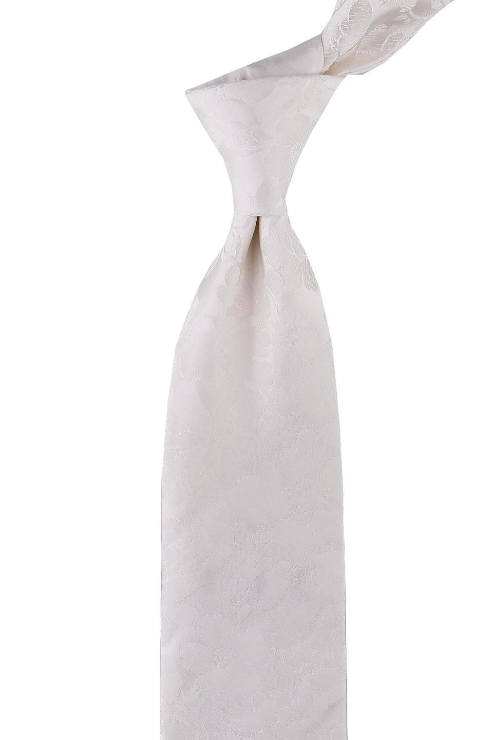 Pavarani Style Krem Kendinden Desen İtalyan İpek Kravat İK839