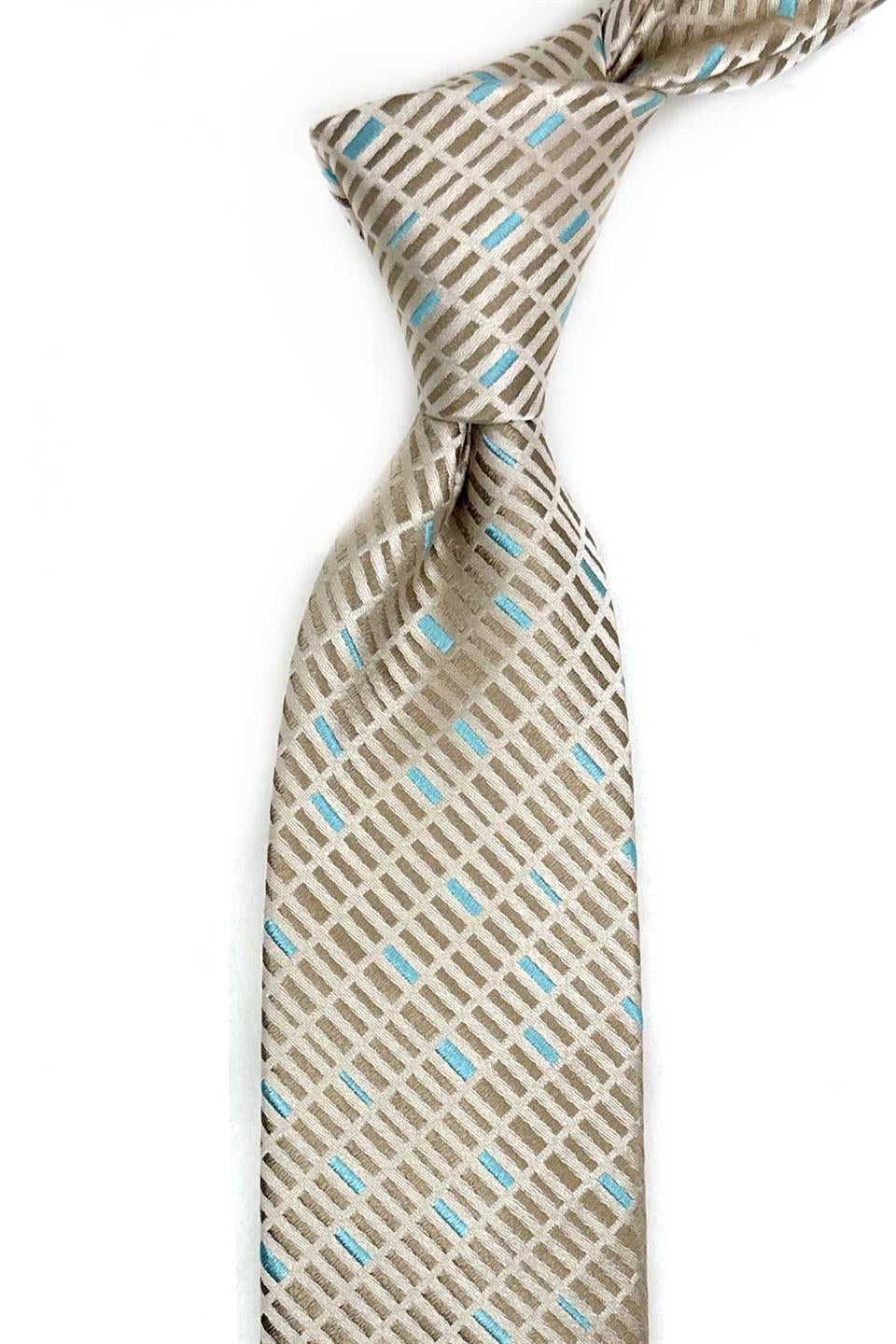 Pedoldrado Style Bej Çizgi Desen İtalyan İpek Kravat İK2280