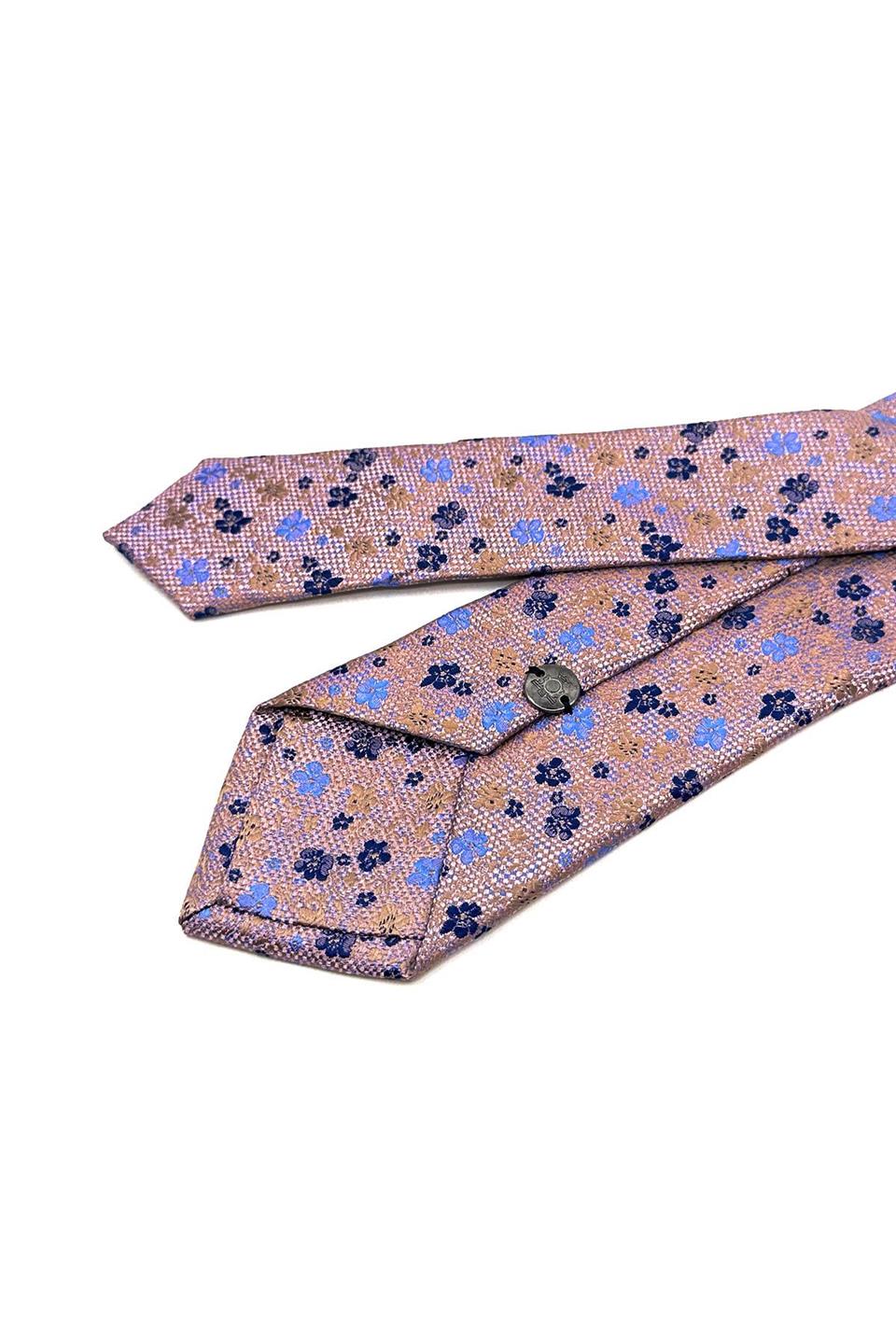 Pembe Çiçek Desen İnce Kravat SK7936