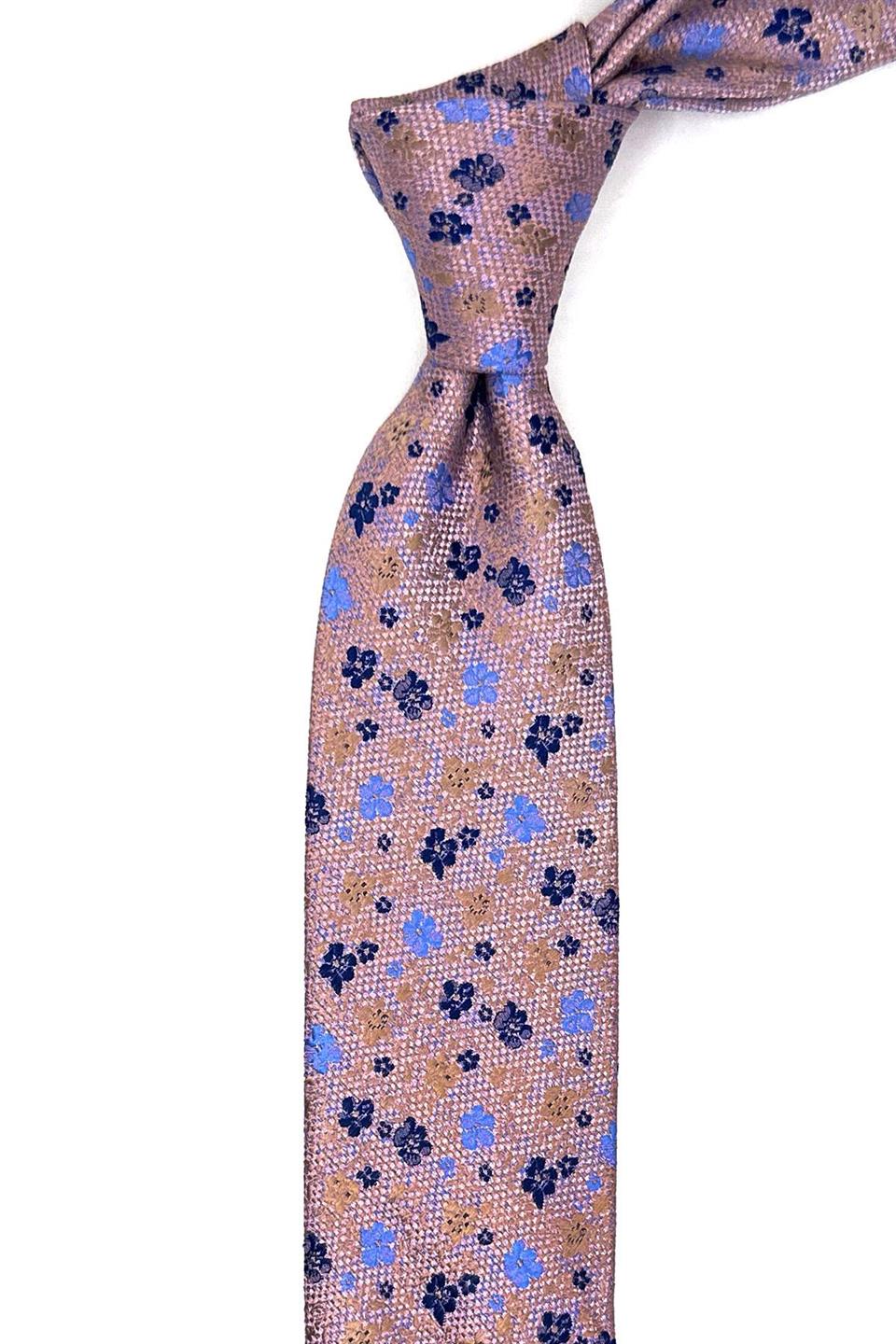 Pembe Çiçek Desen İnce Kravat SK7936