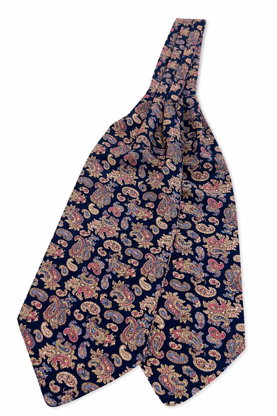 Pembe Lacivert Şal Desen İtalyan İpek Ascot Kravat SAC123