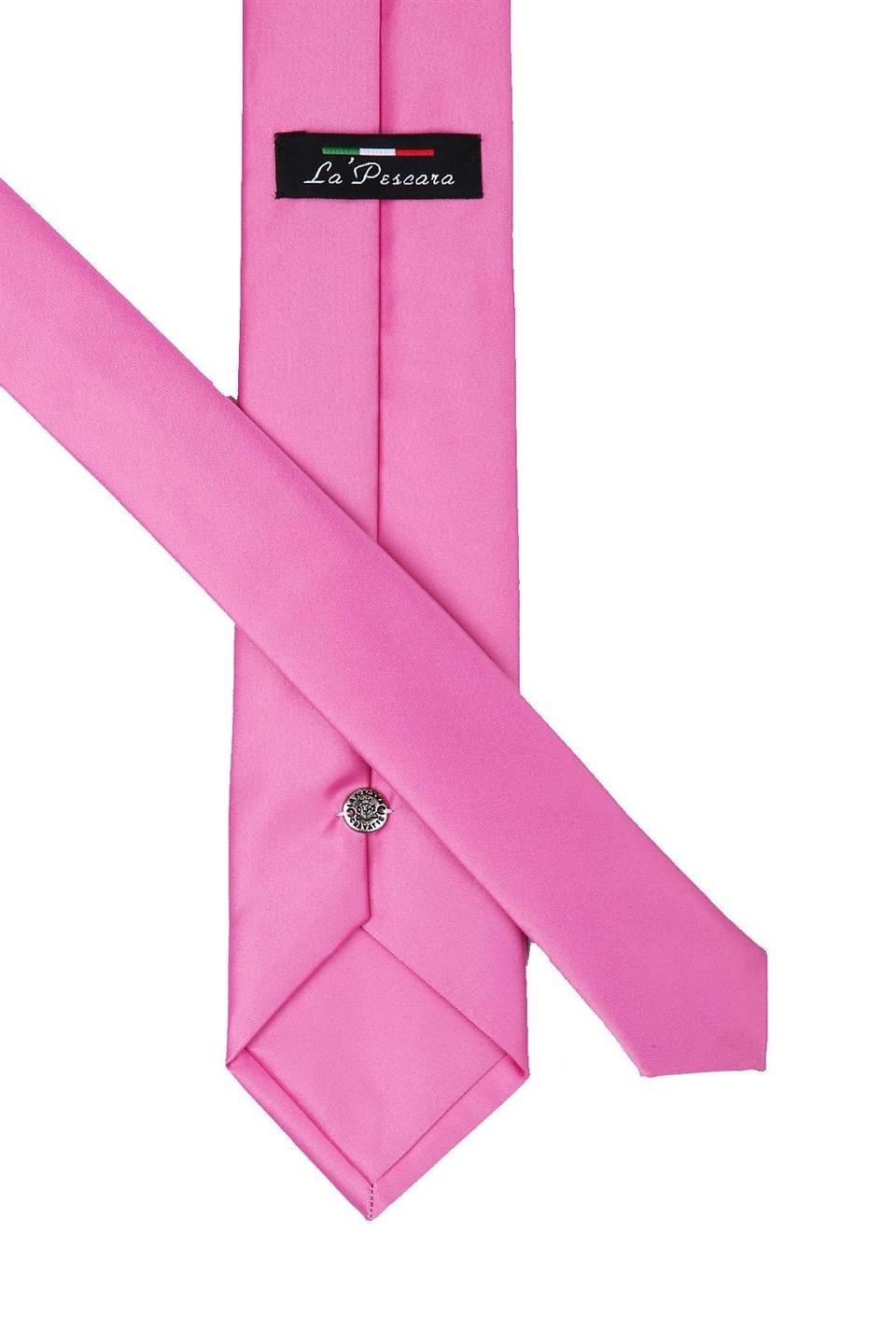 Pembe Mendilli Düz Saten Kravat KK1138