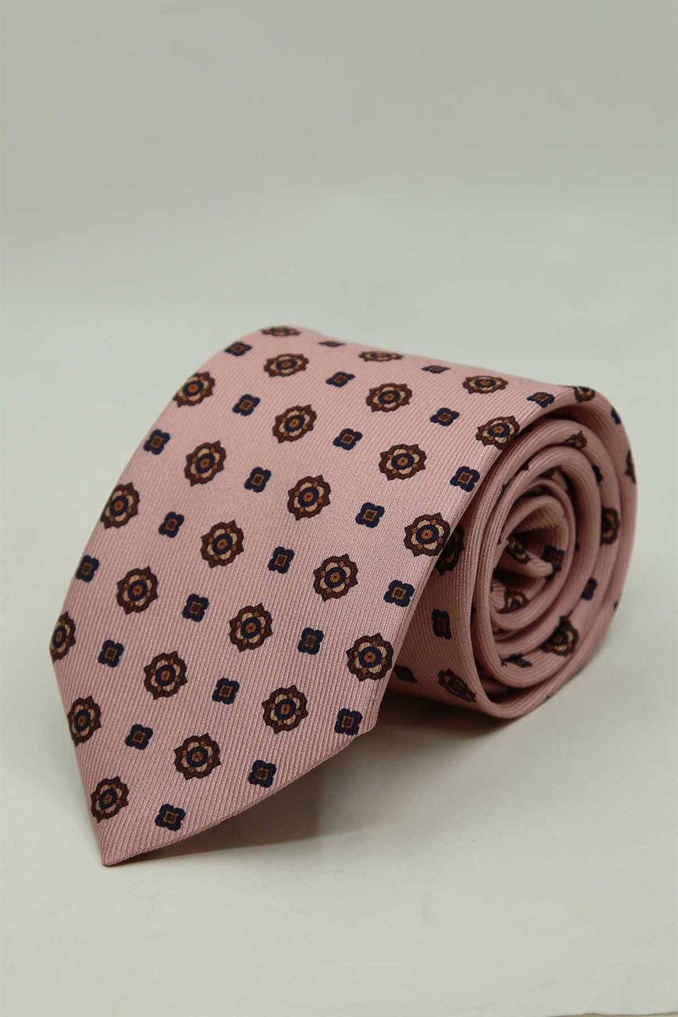 Pembe Motif Desen İtalyan İpek Kravat İK2489