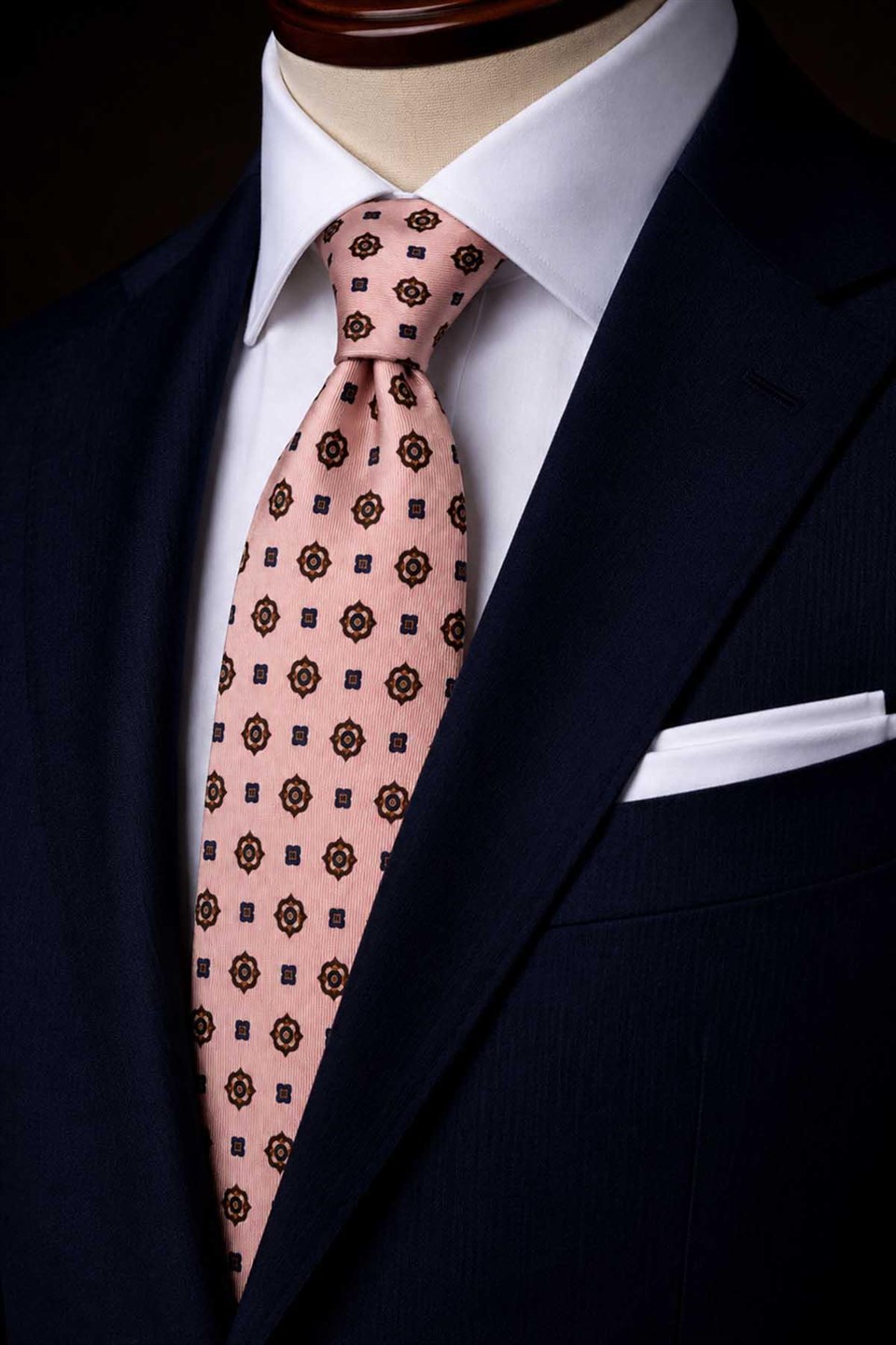 Pembe Motif Desen İtalyan İpek Kravat İK2489