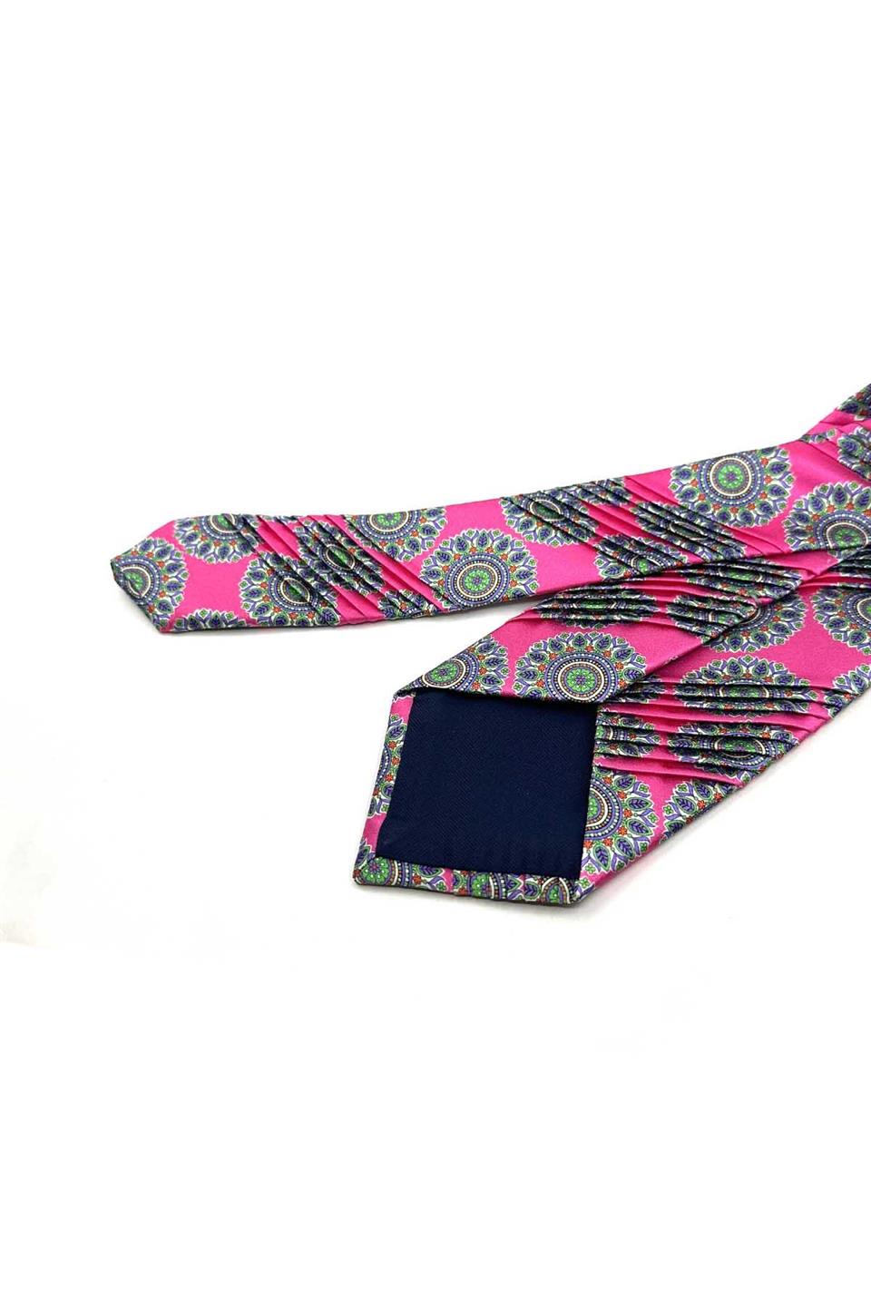 Pembe Motif Desen Piliseli İtalyan İpek Kravat EST208