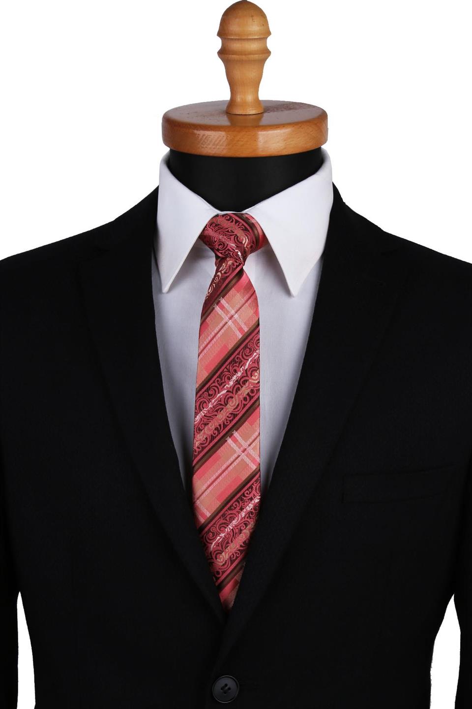 Pembe Motif Desen Slim Kravat SK7443