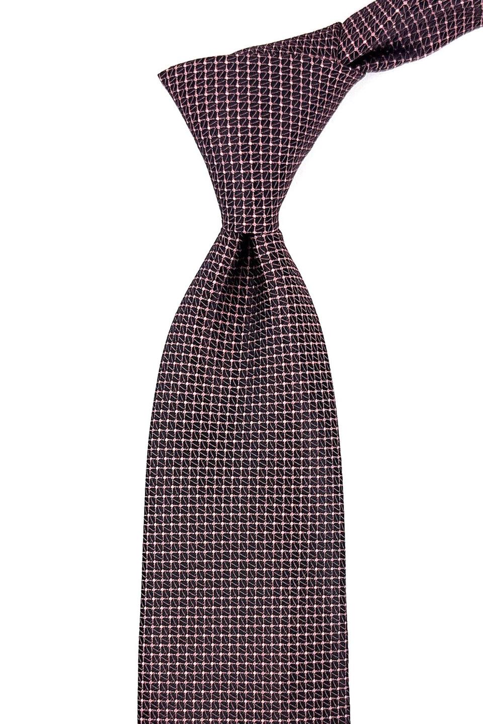 Pembe Nokta Desen Mendilli Klasik Kravat KK11117