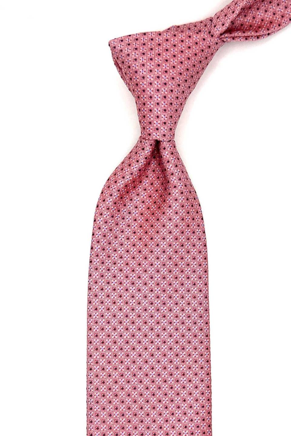 Pembe Nokta Desen Mendilli Klasik Kravat KK12899