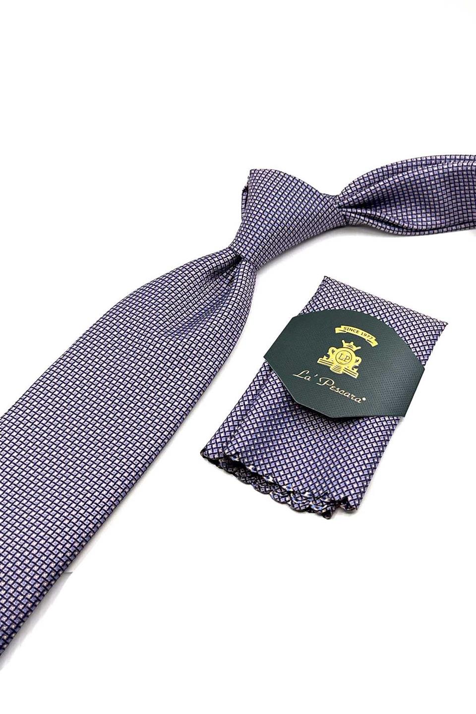 Pembe Nokta Desen Mendilli Klasik Kravat KK12597