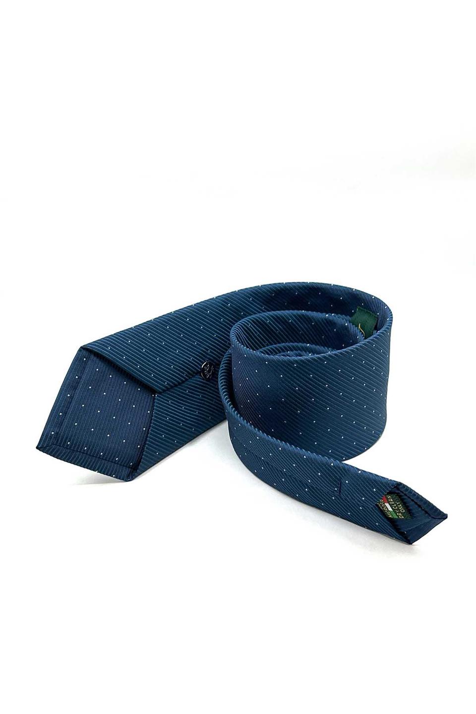 Petrol Çizgi Desen Mendilli Klasik Kravat KK13086