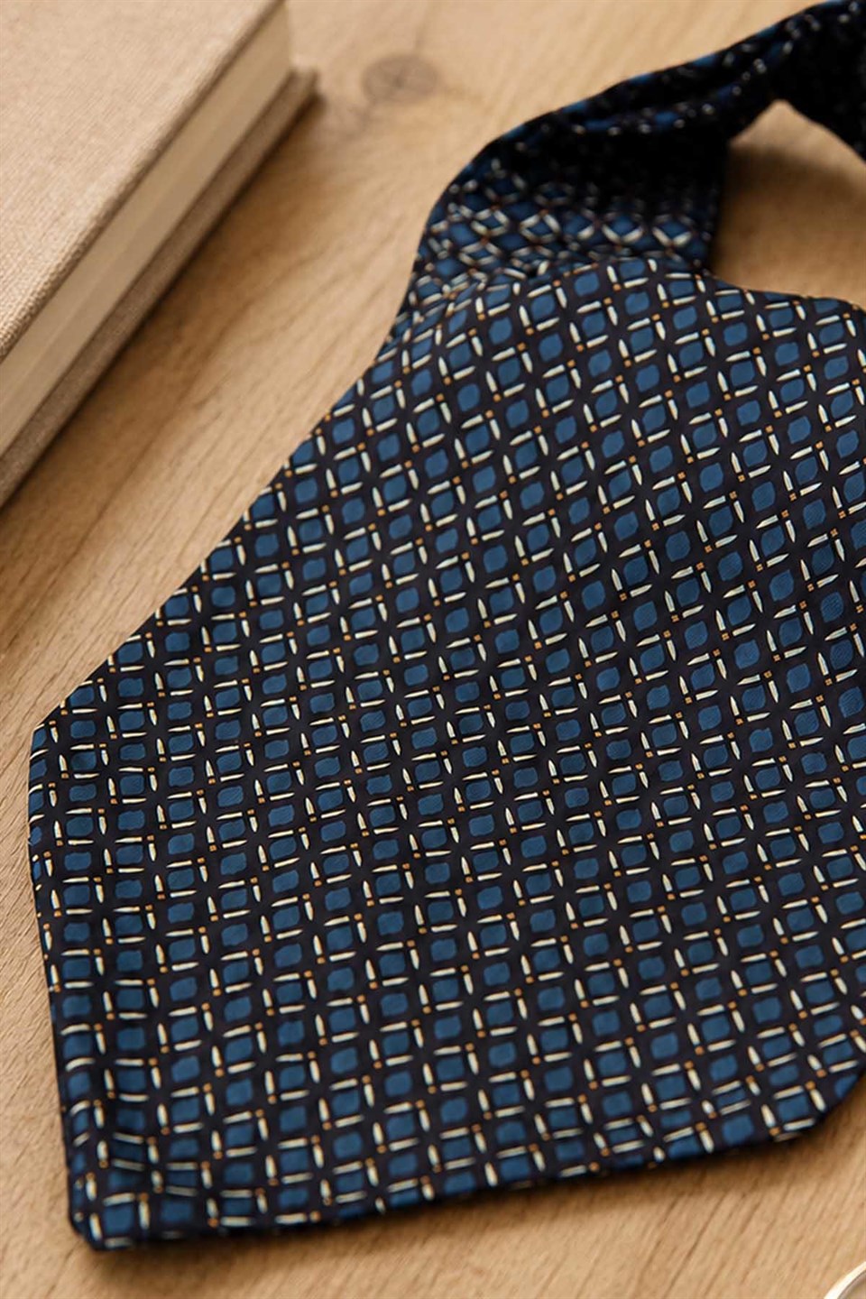 Petrol Küçük Desen Ascot Kravat K678