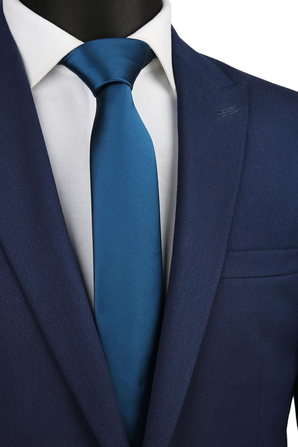 Petrol Mavisi Saten Slim Kravat ST4012