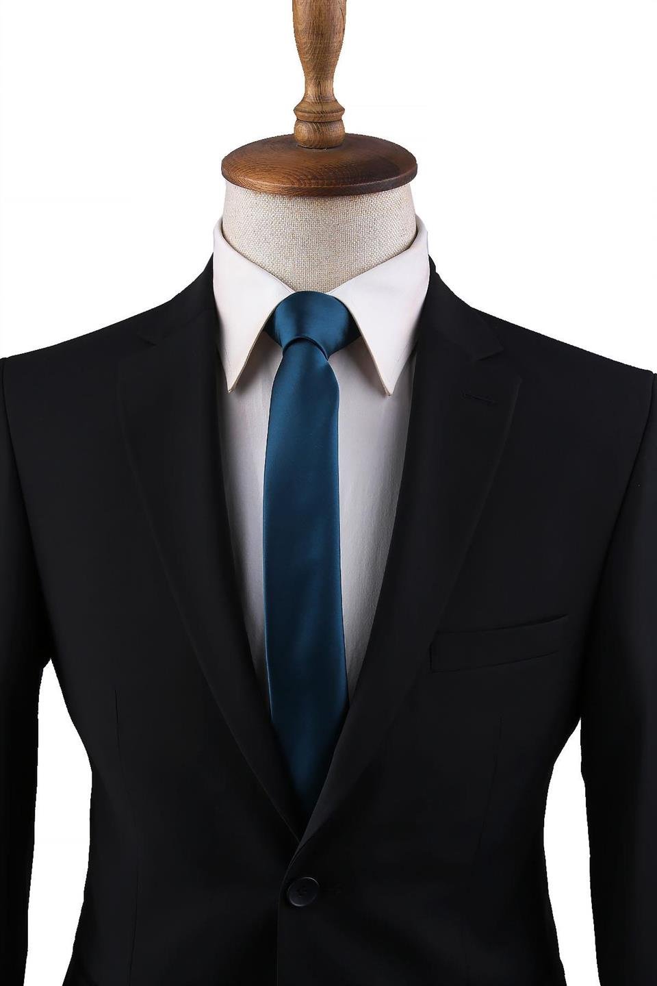 Petrol Renk Düz Çok İnce Kravat UST187