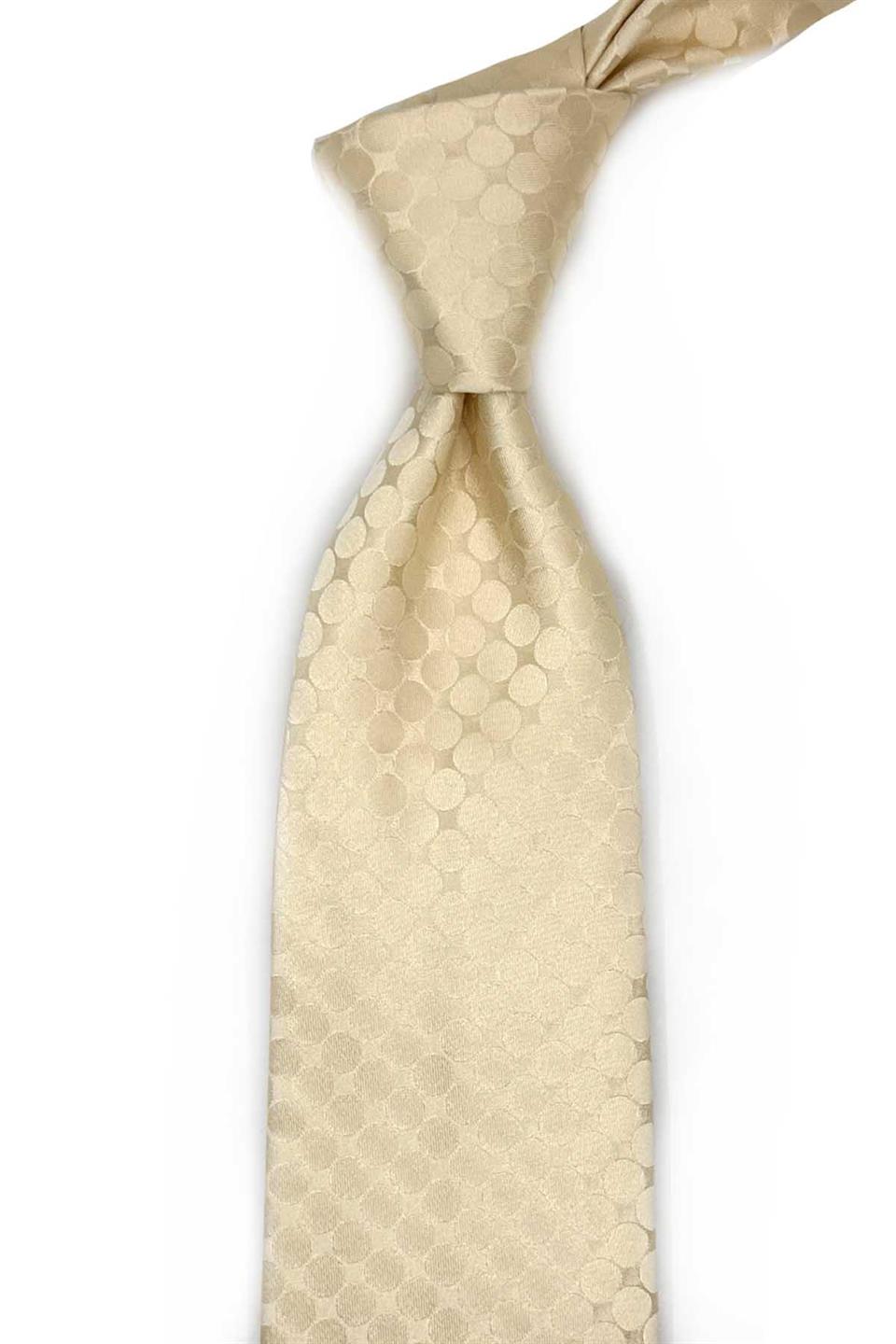 Pietro Style Bej Puantiye Desen İtalyan İpek Kravat İK1735