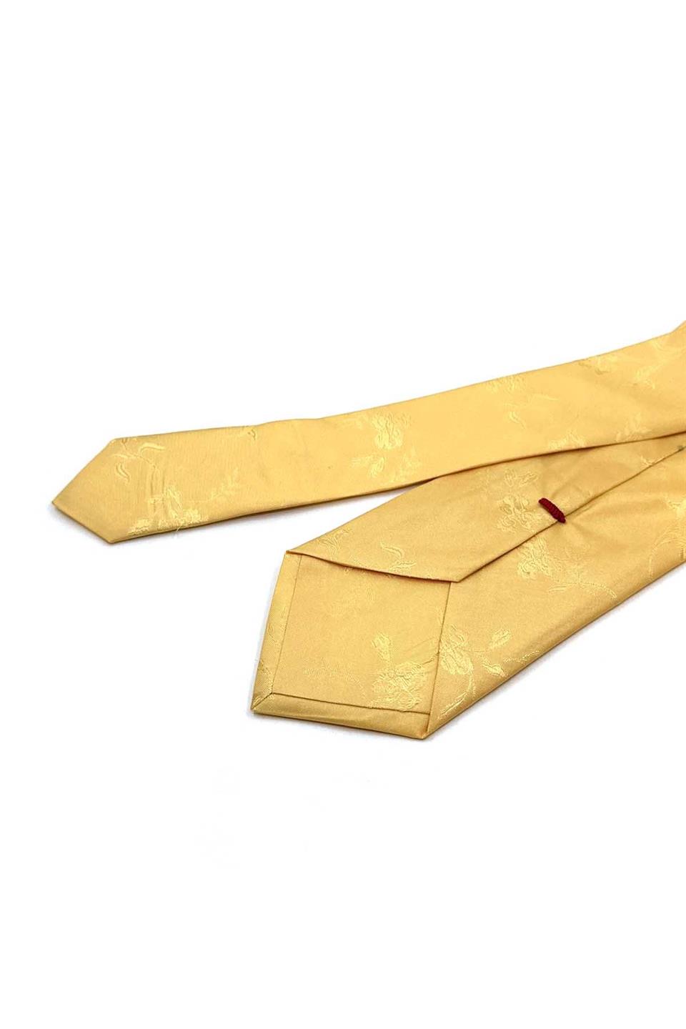 Poggetto Style Sarı Motif Desen İtalyan İpek Kravat İK1722