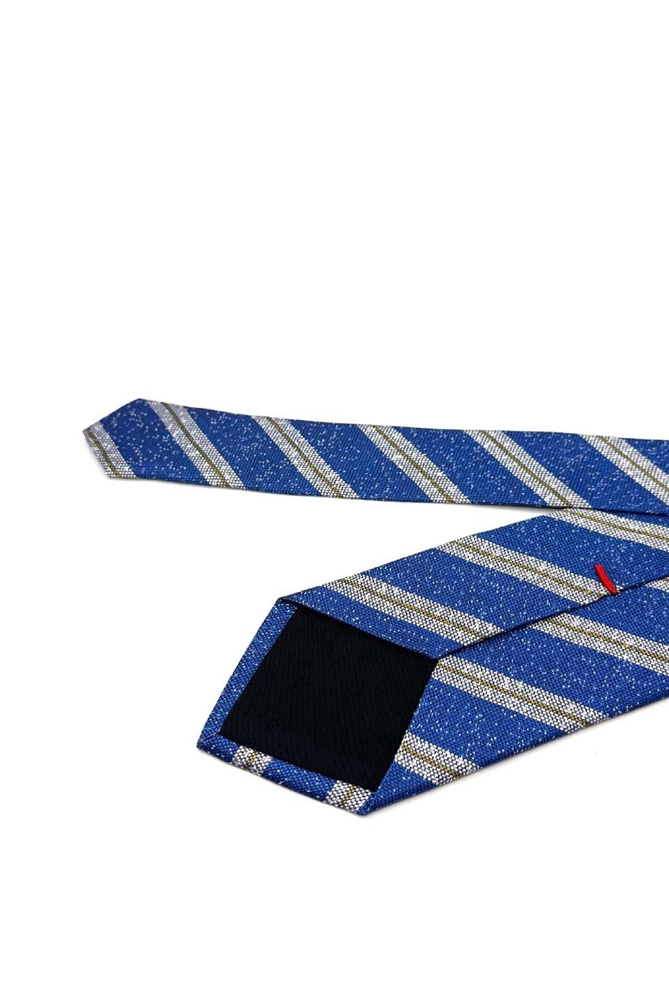 Ponticella Style Mavi Çizgi Desen İtalyan İpek Kravat İK1758