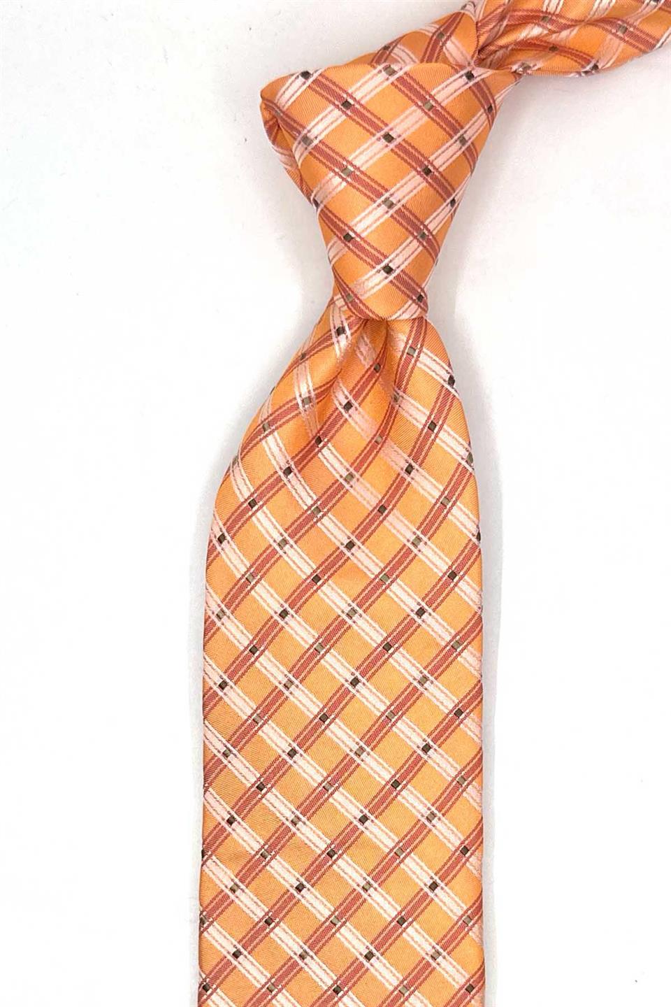 Popolasca Style Turuncu İtalyan İpek Kravat İK2153