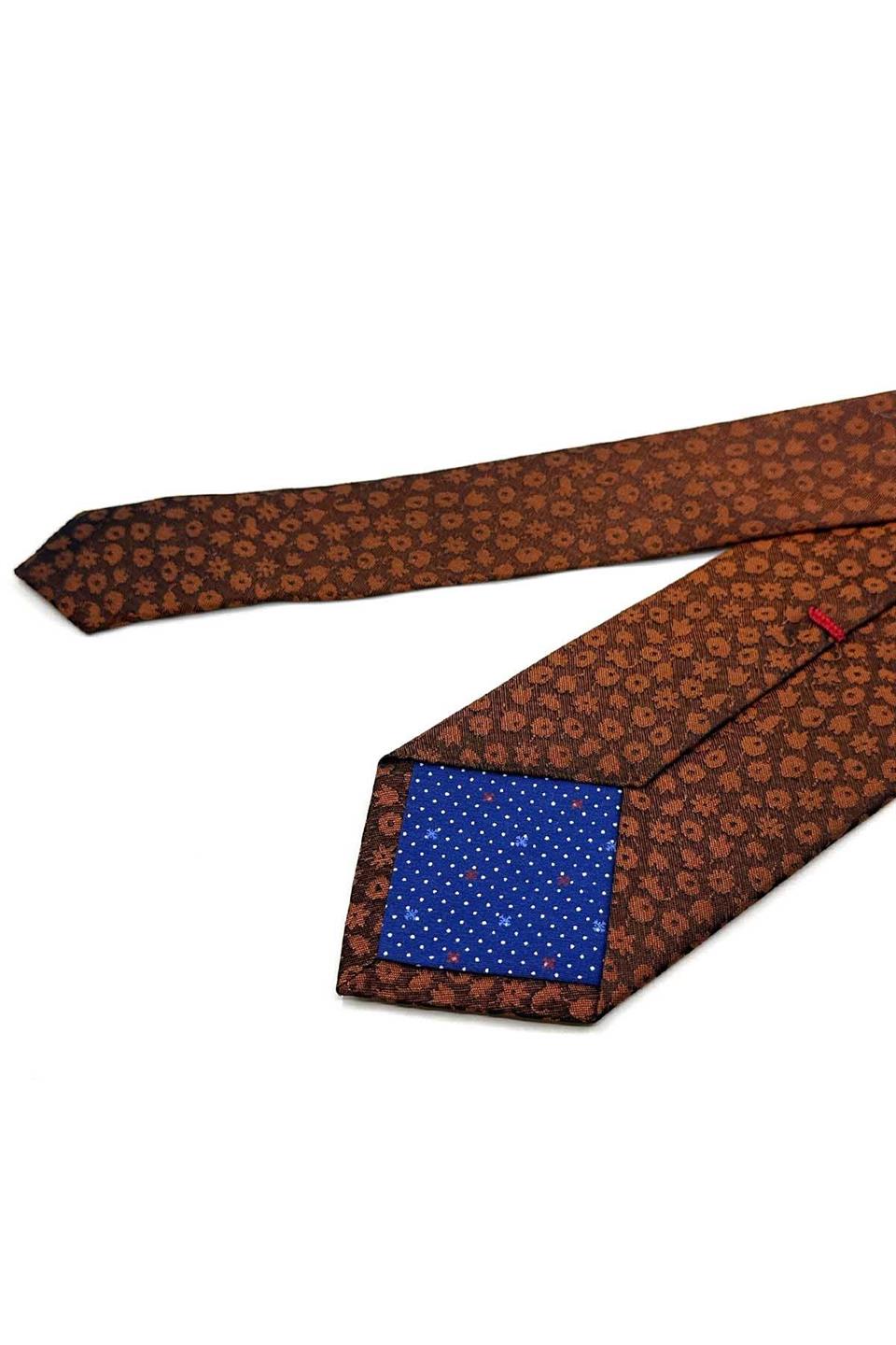 Potenza Style Bakır Çiçek Desen İtalyan İpek Kravat İK2294