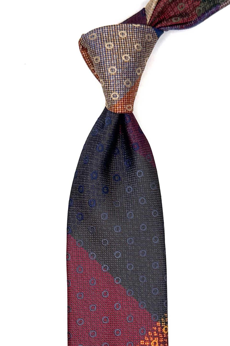 Puantiye Desen Çok Renkli Patchwork Klasik Kravat KK12763