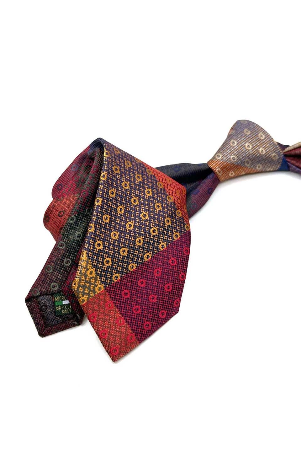 Puantiye Desen Çok Renkli Patchwork Klasik Kravat KK12763