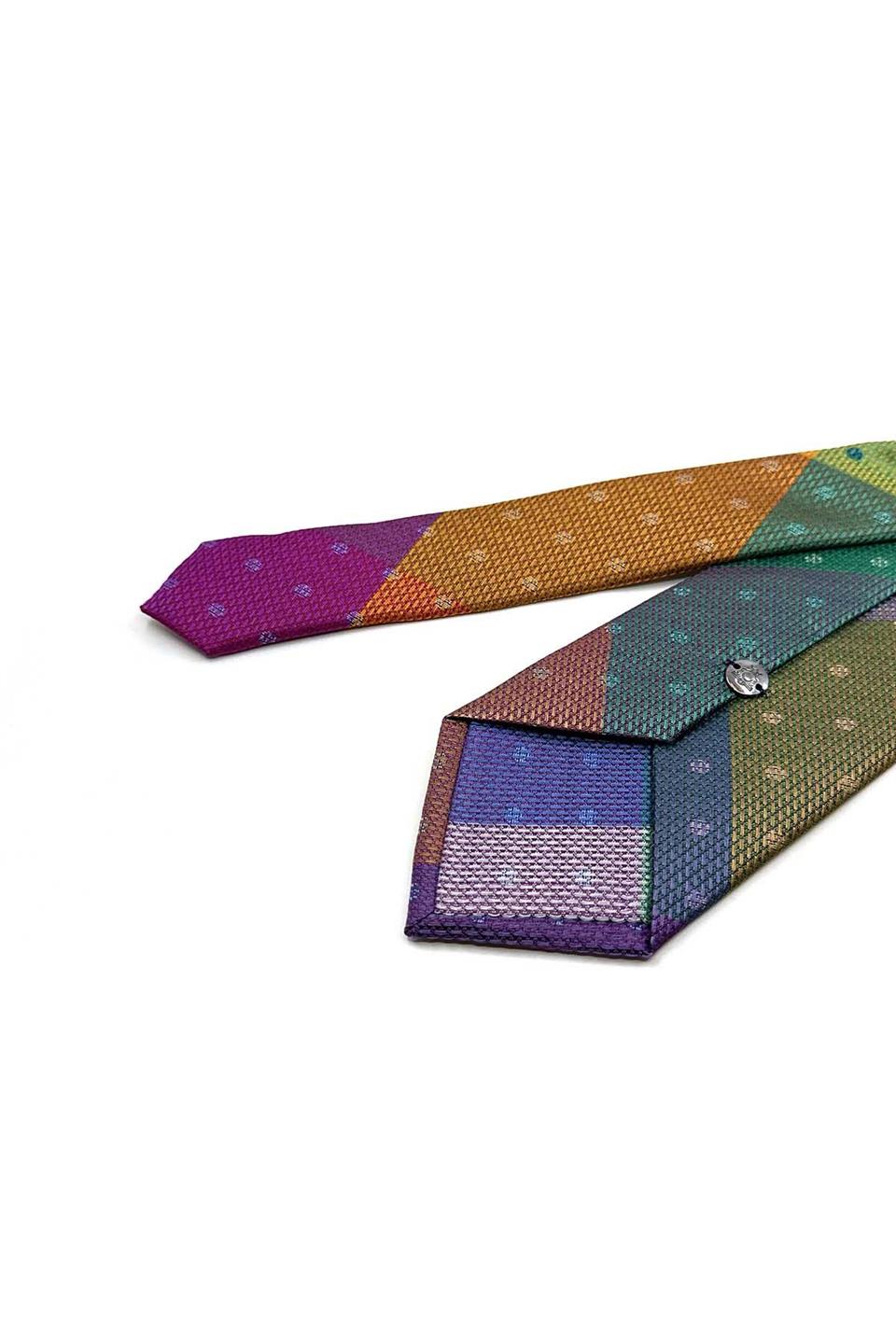 Puantiye Desen Çok Renkli Patchwork Klasik Kravat KK13397