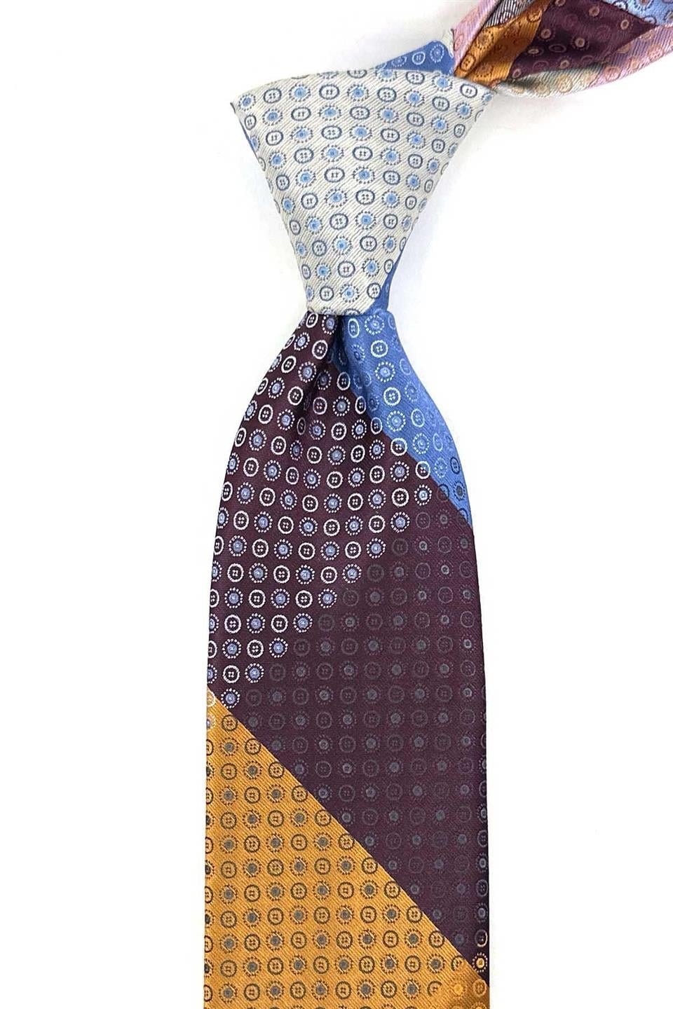 Puantiye Desen Çok Renkli Patchwork Kravat KK13233