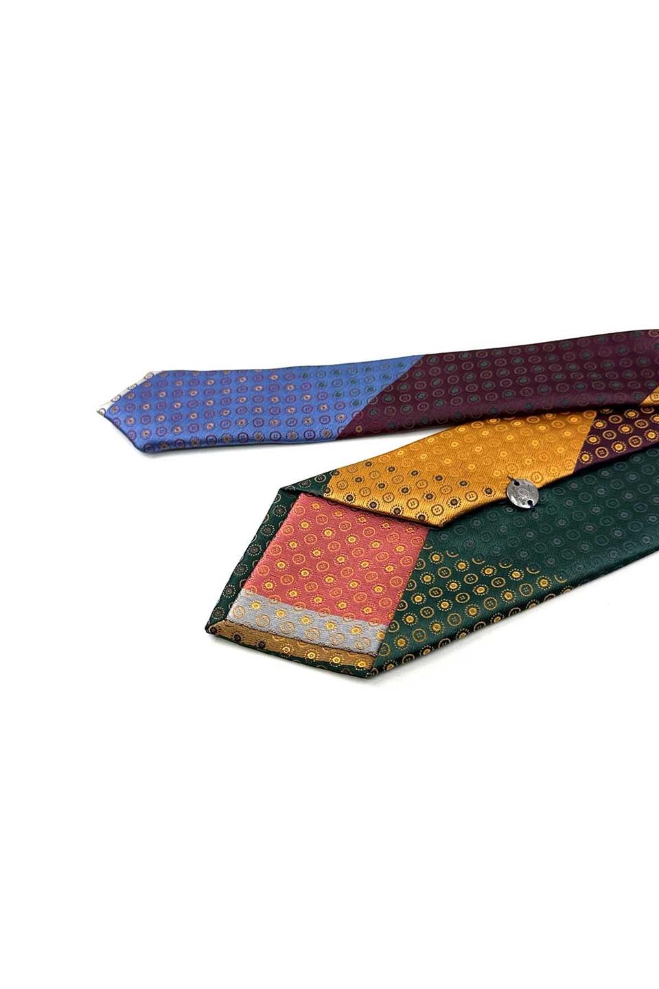 Puantiye Desen Çok Renkli Patchwork Kravat KK13233
