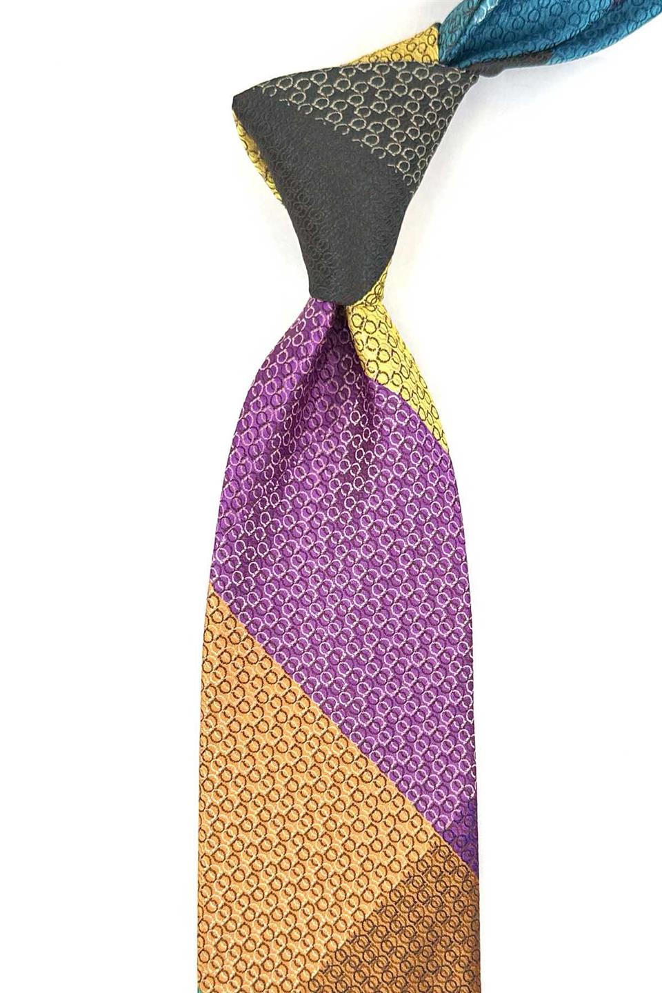 Puantiye Desen Çok Renkli Patchwork Kravat KK13244