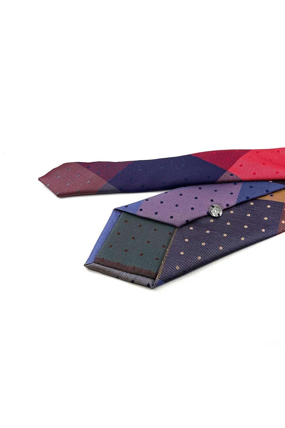 Puantiye Desen Çok Renkli Patchwork Kravat KK13226