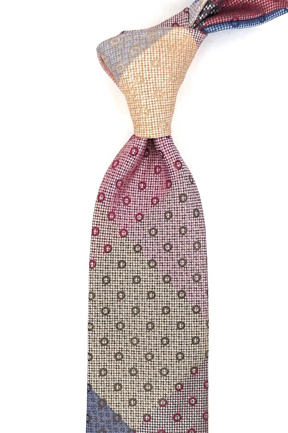 Puantiye Desen Çok Renkli Patchwork Kravat KK13273