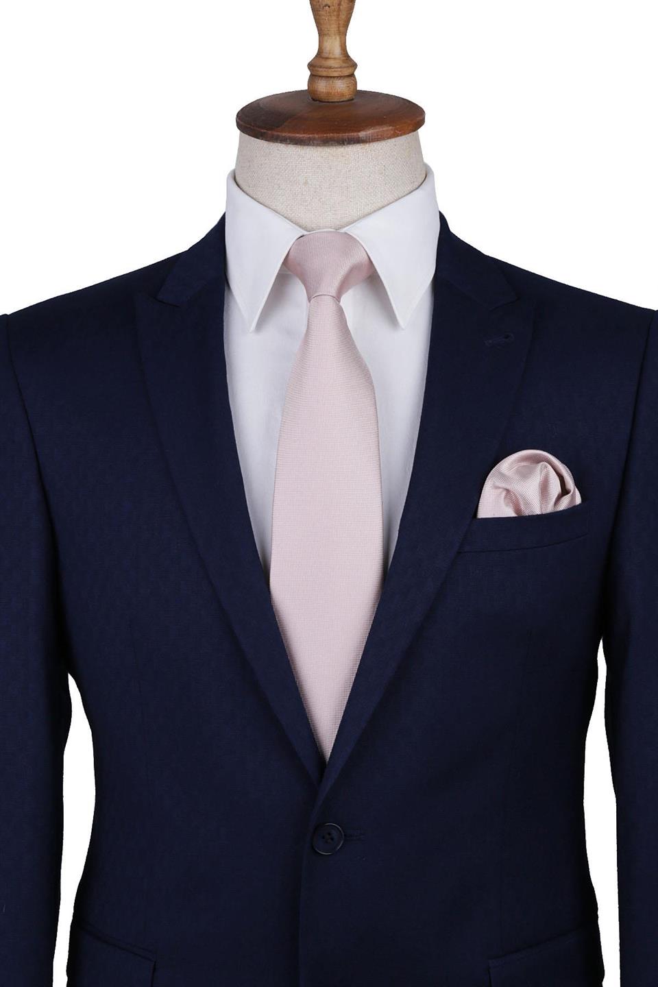 Pudra Nokta Desen Mendilli Klasik Kravat KK9208