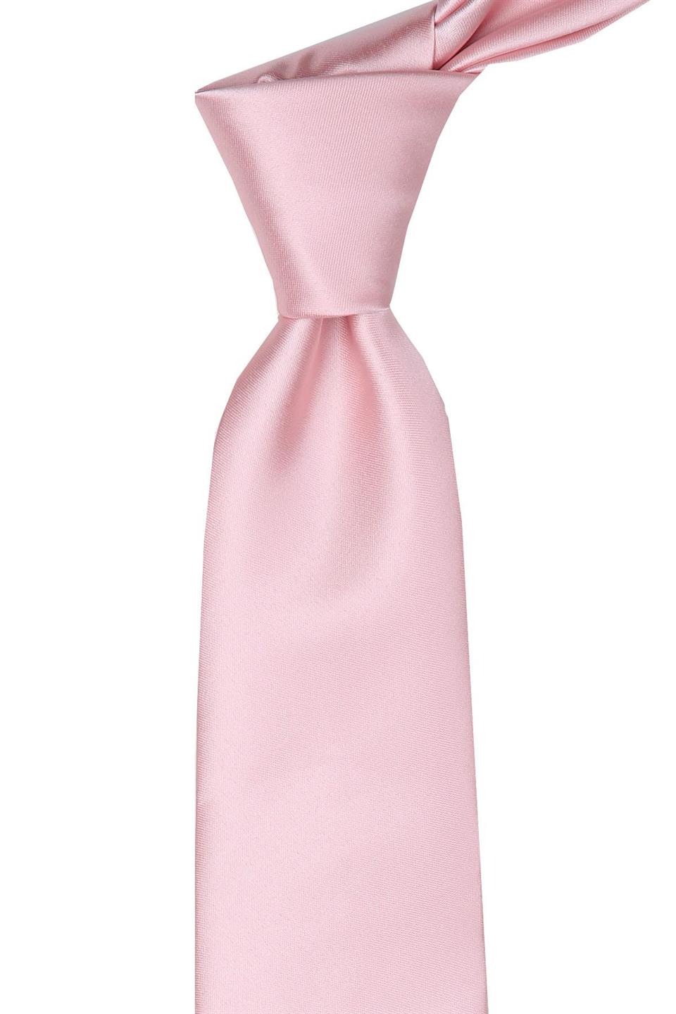 Pudra Rengi Mendilli Düz Saten Kravat