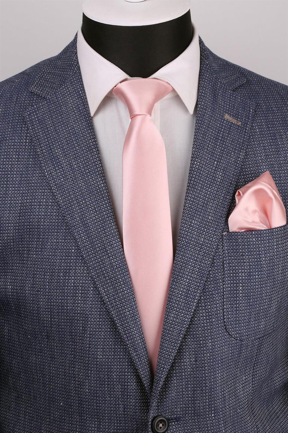 Pudra Saten Mendilli Slim Kravat SK5315