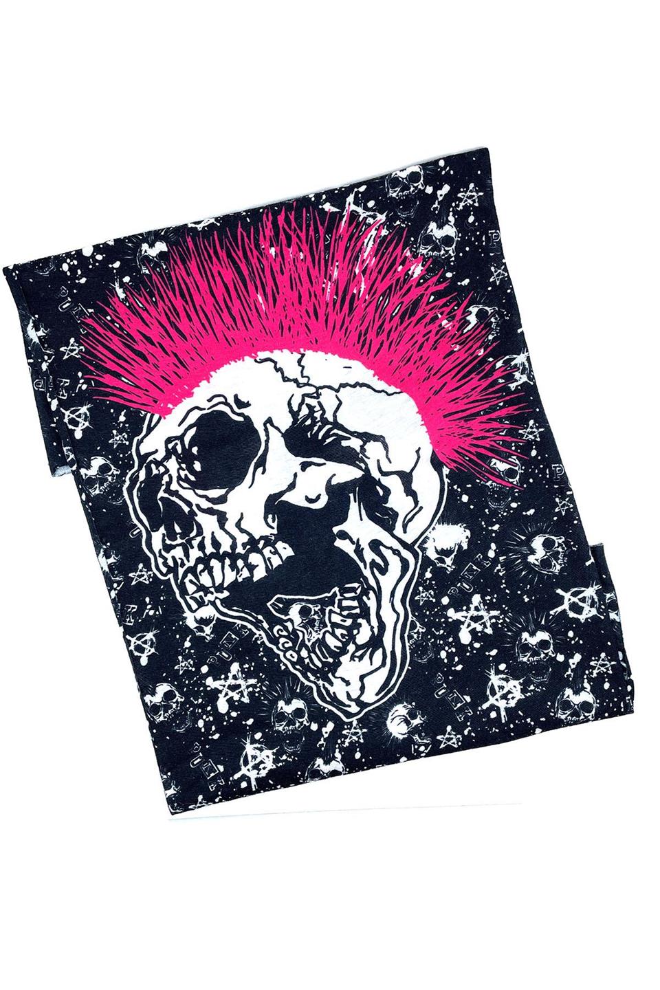 Punk Skull Siyah Fuşya Bandana BND14