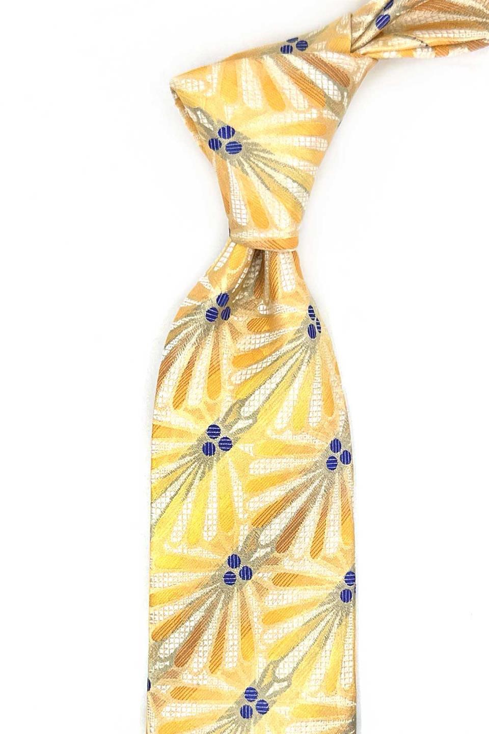 Puzzoni Style Sarı İtalyan İpek Kravat İK2075