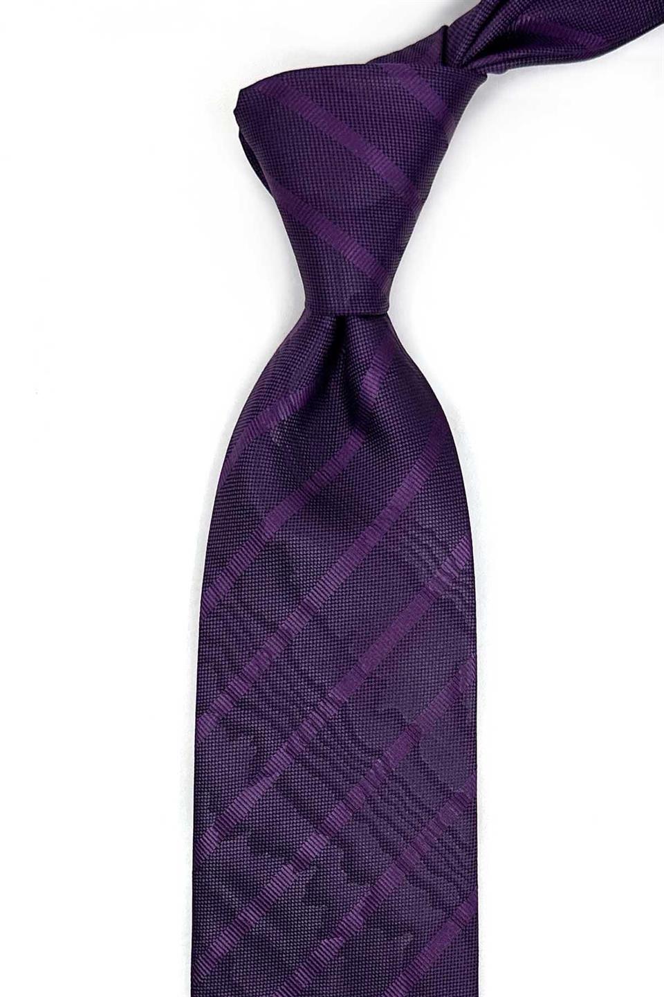 Quadrilatero Style Mor Çizgi Desen İtalyan İpek Kravat İK2250