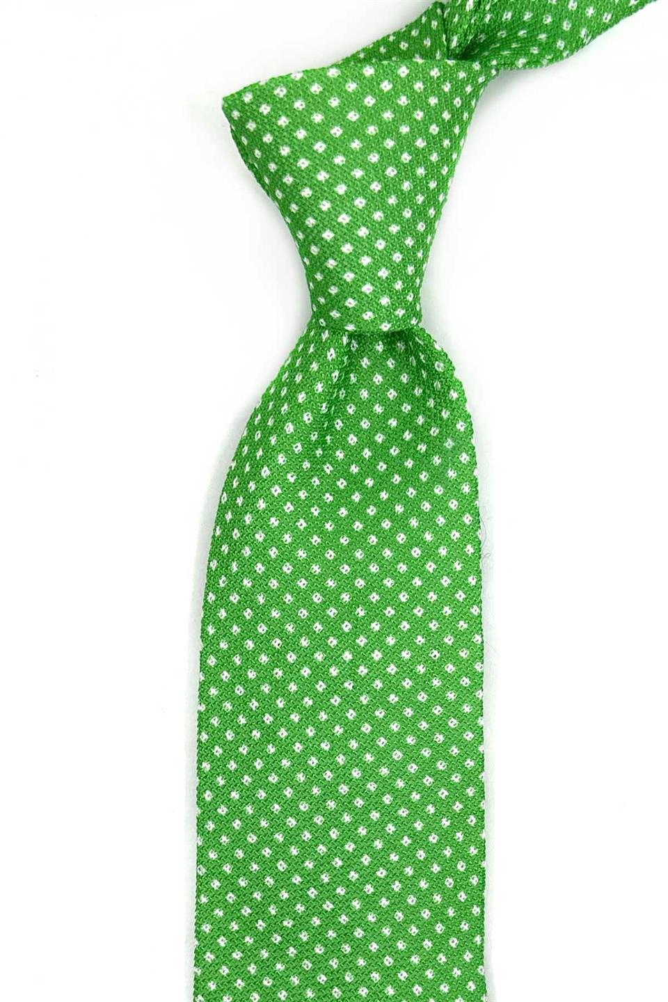 Reano Style Yeşil Nokta Desen İtalyan İpek Kravat İK2259