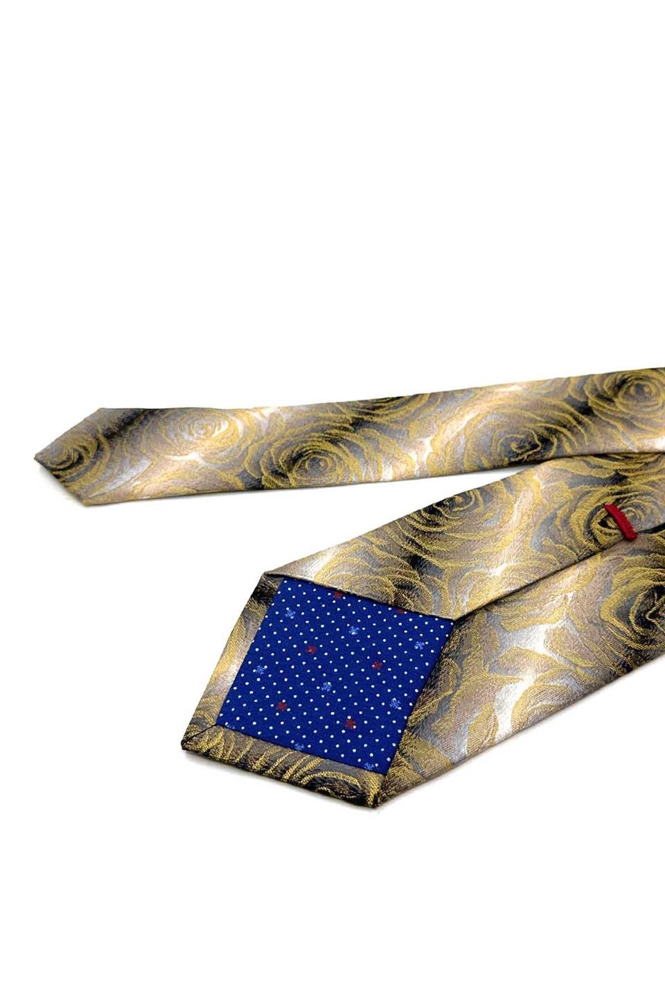 Renesto Style Sarı Çiçek Desen İtalyan İpek Kravat İK1783