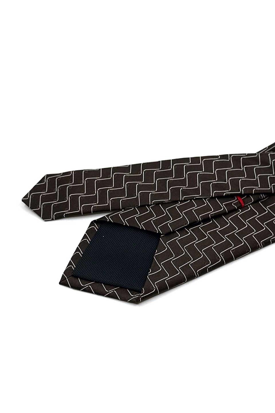 Ricovero Style Kahverengi Motif Desen İtalyan İpek Kravat İK1794