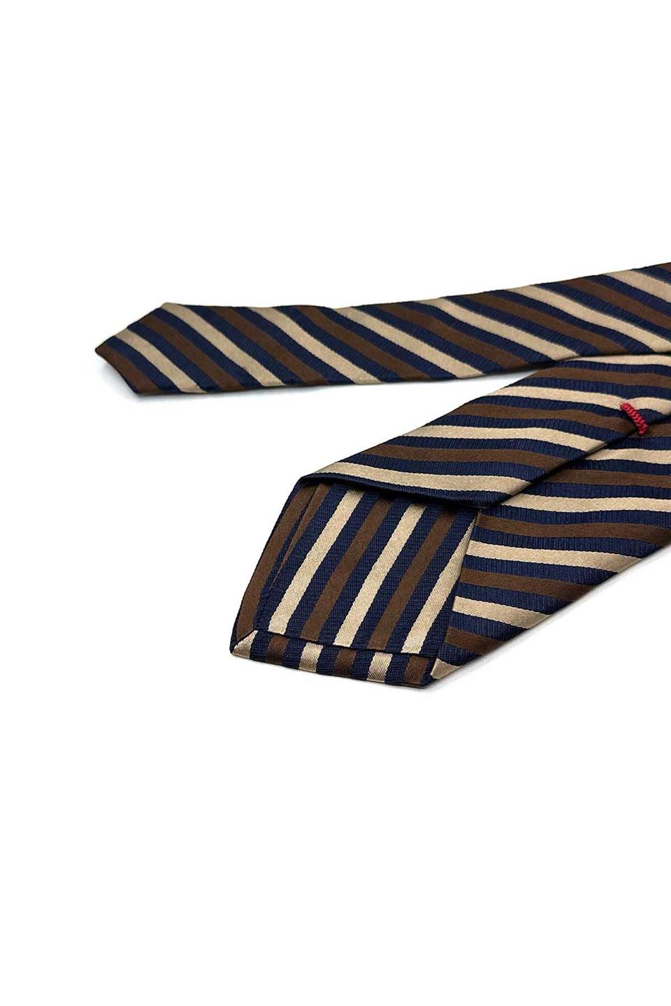 Rino Style Kahve Lacivert İtalyan İpek Kravat İK2216