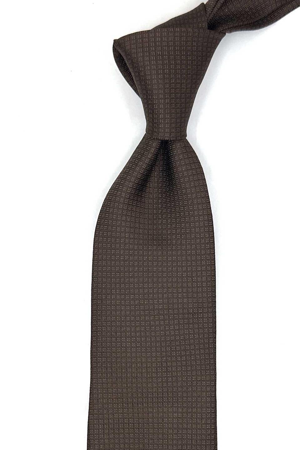 Rivinco Style Kahverengi İtalyan İpek Kravat İK2174