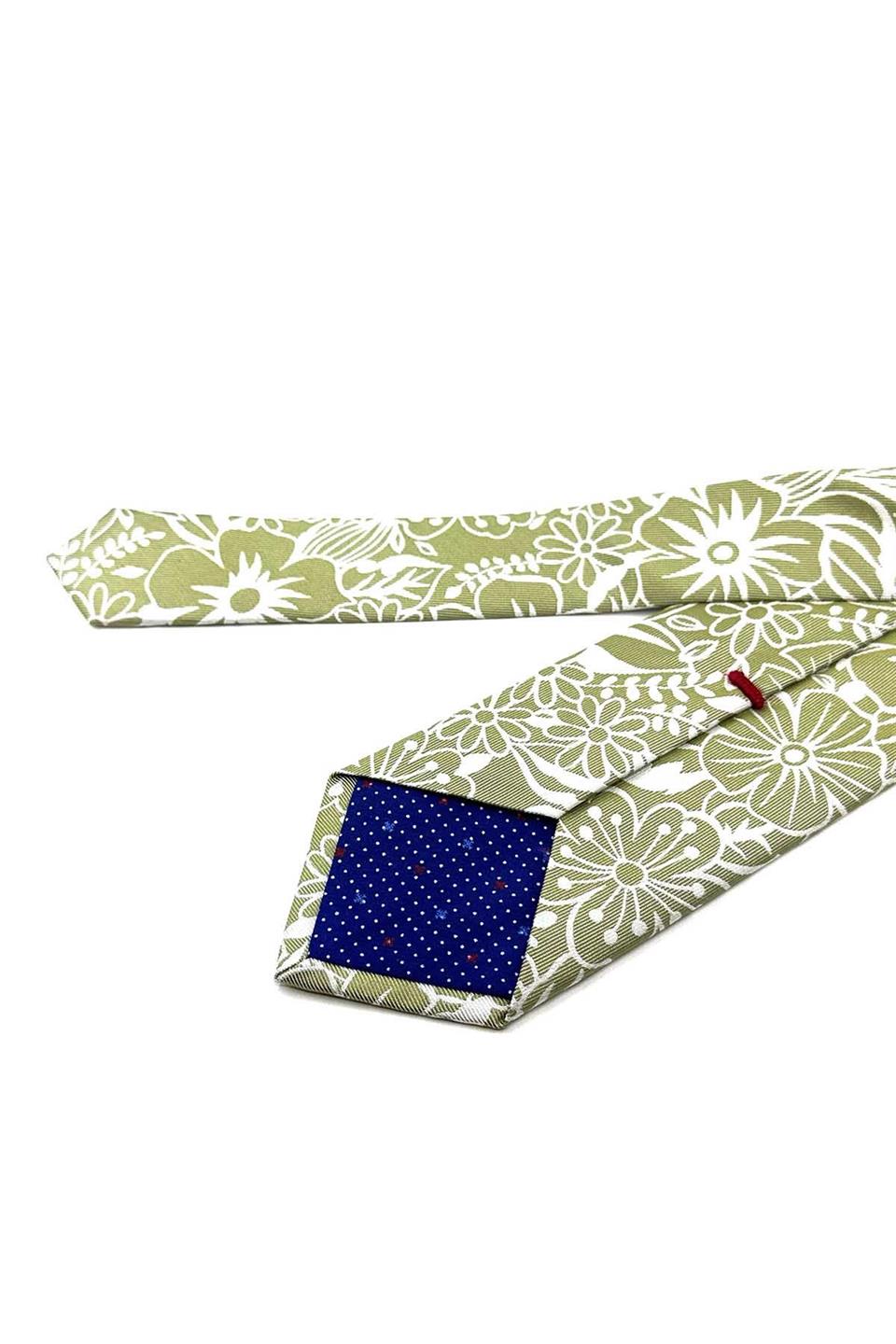 Roland Style Yeşil Çiçek Desen İtalyan İpek Kravat İK1485