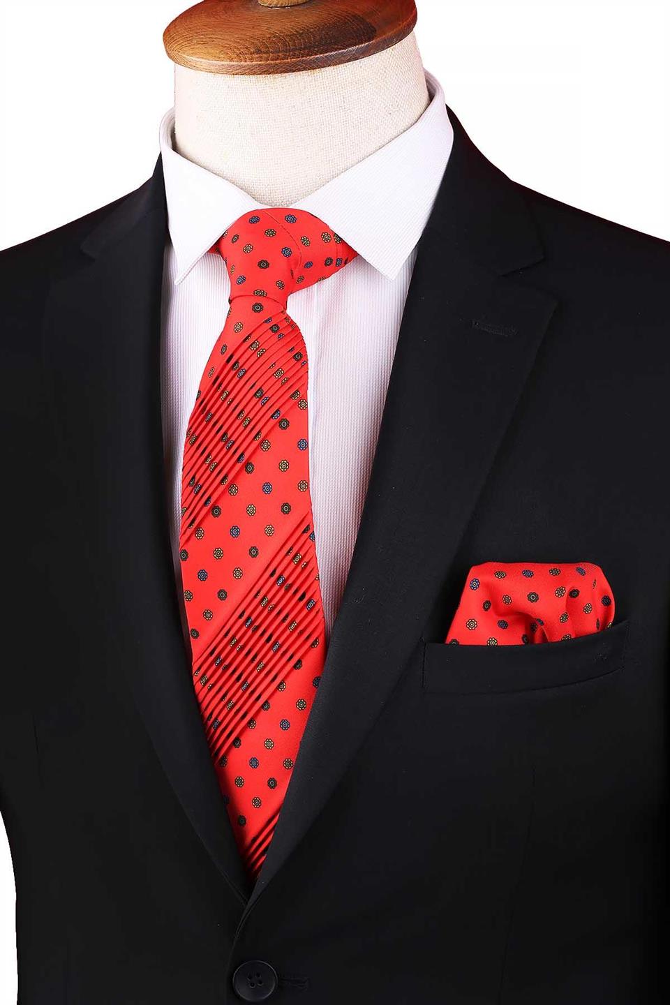 Romitello Style Kırmızı Küçük Desen Piliseli Kravat CRK91